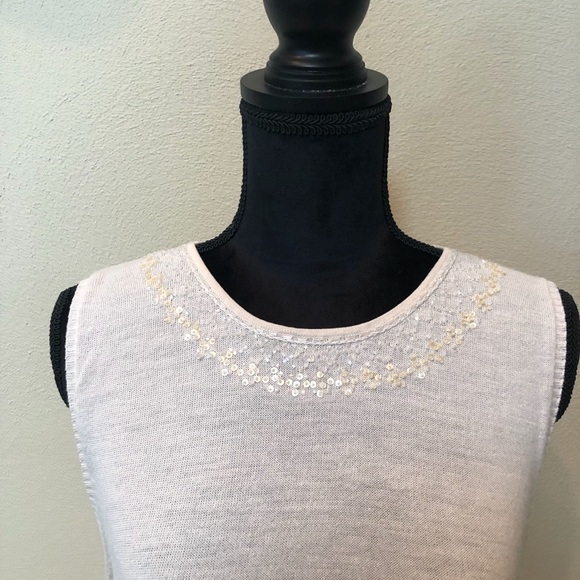 🌻Old Navy bead ivory sleeveless crewneck XXL - Picture 1 of 6